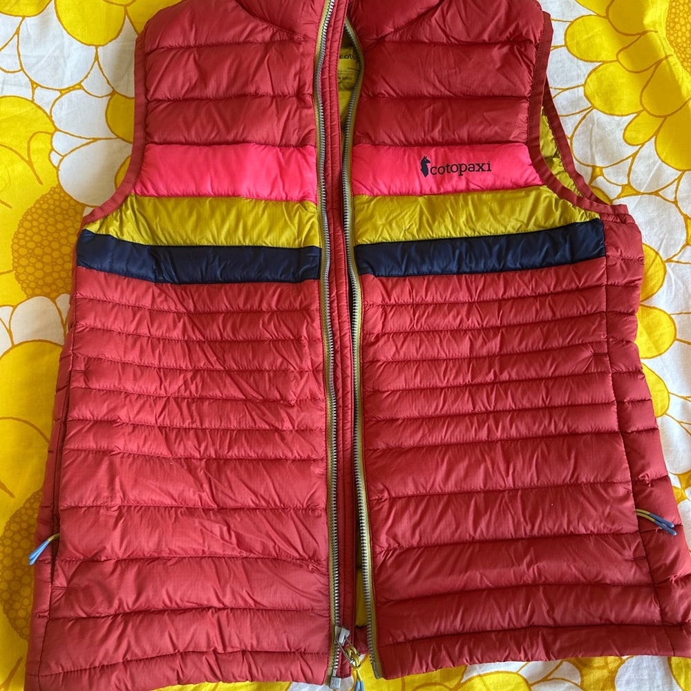 Cotopaxi Red and Yellow Puffer Vest